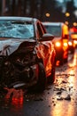 A car that has been involved in a car accident on the side of the road Royalty Free Stock Photo