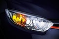 Car headlight with copy space macro view closeup of modern prestigious car 3d illustration Royalty Free Stock Photo