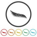 Car headlight icon. Set icons in color circle buttons