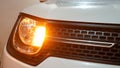 Car headlights and bumper at night Royalty Free Stock Photo