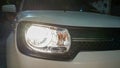 Car headlights and bumper at night Royalty Free Stock Photo