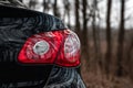 Car headlights. Clean headlights of black sports car.All LED adaptive headlights of