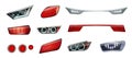 Car Headlights Realistic Icon Set Royalty Free Stock Photo