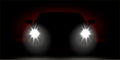 Car headlights shining in the dark Royalty Free Stock Photo