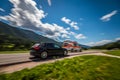 Car at high speed gives way to ambulance road Royalty Free Stock Photo