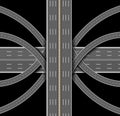 Car highway. The denouement of the many roads. Top view. Vector illustration Royalty Free Stock Photo