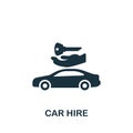 Car hire icon. Monochrome simple sign from airport elements collection. Car hire icon for logo, templates, web design