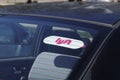 Dayton - Circa April 2018: Car for hire with a Lyft sticker. Lyft and Uber have replaced many Taxi cabs for transportation I