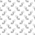 Car Hire vector Key in Hand concept linear seamless pattern