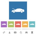 Car hood open dashboard indicator flat white icons in square backgrounds