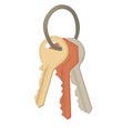 Car , house or property keys with three different colored key. Royalty Free Stock Photo