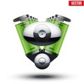 Car hybrid engine on white background. Royalty Free Stock Photo