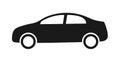 Car icon. Sedan automobile silhouette. Black pictogram symbol of auto. Simple modern icon isolated on white background. Vehicle