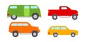 Car icon set in flat style. Cartoon toy vehicle. Auto pictograms. Vector Illustration Royalty Free Stock Photo