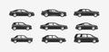 Car icon set. Transportation, transport symbol. Silhouette vector illustration Royalty Free Stock Photo