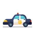 Car Icon Stock. Vector flat Illustration police car side view isolated on white Royalty Free Stock Photo