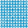 100 car icons set blue Royalty Free Stock Photo