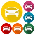 Car icons set with long shadow Royalty Free Stock Photo