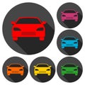 Car icons set with long shadow Royalty Free Stock Photo