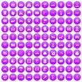 100 car icons set purple Royalty Free Stock Photo