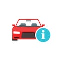 Car info icon vector, vehicle auto instruction information symbol flat notice, automobile specification details sign,