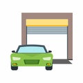 Car infront of Garage icon vector image. Royalty Free Stock Photo