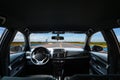 Car inside, Interior of modern car isolated white background. Royalty Free Stock Photo