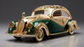 Intricate Art Nouveau Green And Gold Scale Model Car