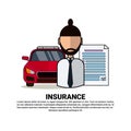 Car Insurance Agency Concept With Agent Automobile And Protection Document