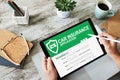 Car insurance application form on screen. Internet and business concept. Royalty Free Stock Photo