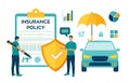 Car Insurance Concept. Car protection and safety assurance. Vehicle collision insurance. Safety from disaster. Colourful flat Royalty Free Stock Photo