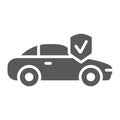 Car insurance glyph icon, safety and auto, automobile protection sign, vector graphics, a solid pattern on a white Royalty Free Stock Photo