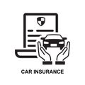 Car insurance icon. motorbike protection in case of road accident isolated on white background