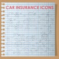 Car insurance icons on graph book