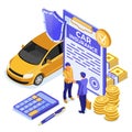 Car Insurance Isometric Concept