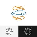 Car insurance logo with care hands around