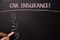 Car Insurance! written with color chalk. Supported by an additional services. Blackboard concept