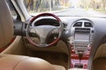 Car interior. Car dashboard, illuminated panel