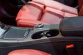 Car interior : Closeup of Cup Holder and car seat Royalty Free Stock Photo