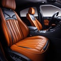 car interior with cushion seats. Rear seats of a luxury car