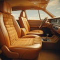 car interior with cushion seats. Rear seats of a luxury car