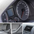 Car interior details collage Royalty Free Stock Photo