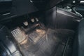 Car interior, dirty seat fabric. dirt and dust. Cleaning and washing concept. Vehicle care Royalty Free Stock Photo