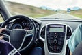 Car interior fast driving Royalty Free Stock Photo