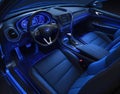 Car interior illustration at night, with led lights for the best possible visual atmosphere. Ai generated