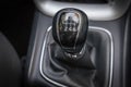 Car interior with manual shift gear transmission stick Royalty Free Stock Photo