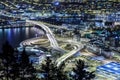 Car isolated at night. Bergen, Norway Royalty Free Stock Photo