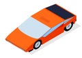 Car with isometric perspective for new retro wave sportcar 80s and arcade style posters