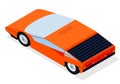 Car with isometric perspective for new retro wave sportcar 80s and arcade style posters