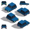 Car isometry. Low detailing isometric view of the cars